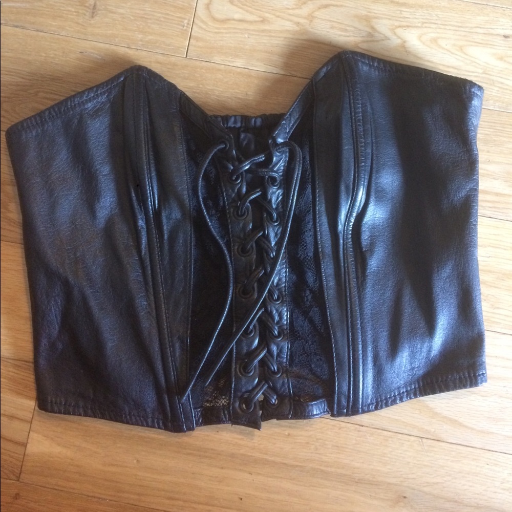 Leather and lace corset top